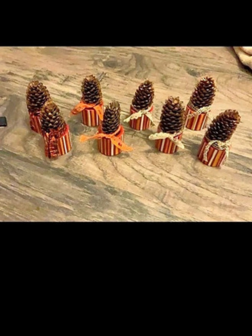 Pinecone Holiday Ornaments in Brown & Orange Like New Handmade By Me!